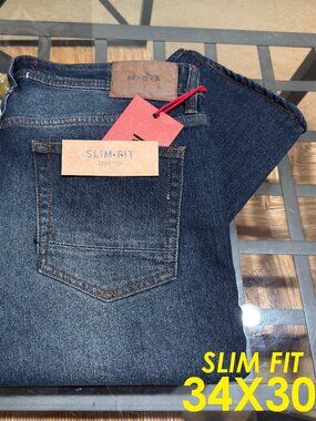 $55 NEW MBX MENS 34X30 SLIM FIT MEDIUM WASH STRECH DENIM JEAN NWT